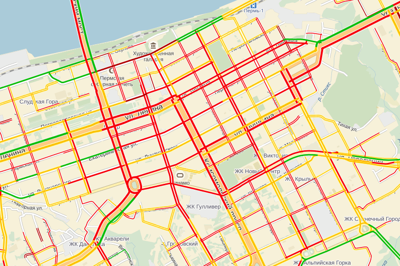 Пробки на карте перми сейчас